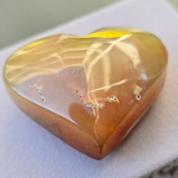 Cherry Blossom Agate Crystal Heart ✦ 41g Natural Healing Palm Stone w/ Inclusion - Picture 8 of 12